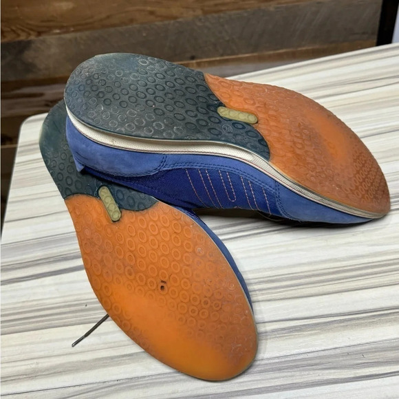 ECCO Blue Suede Lace Up Sneakers orange  US8.5/9 streetwear walking casual rare - Picture 5 of 5